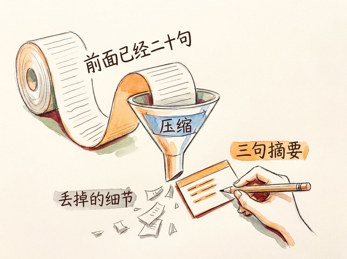 记不住前面，就得总结一次