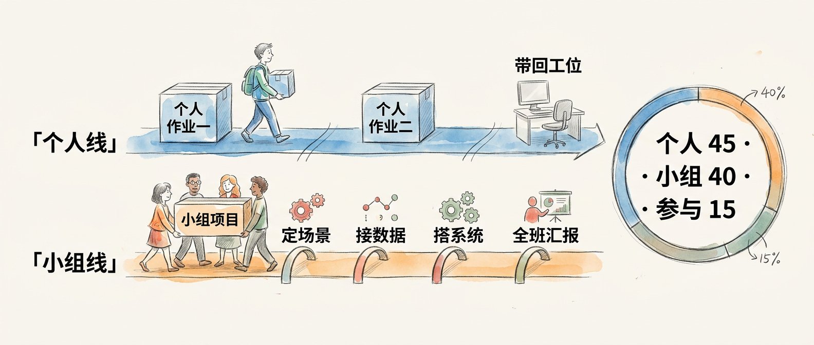 个人线和小组线，并排走