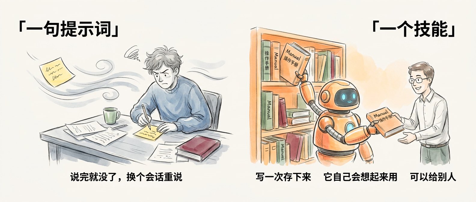 一句提示词 / 一个技能