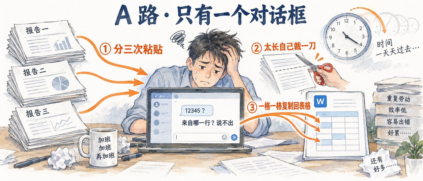 只有一个对话框：分次粘贴、自己裁剪、逐格复制回表格