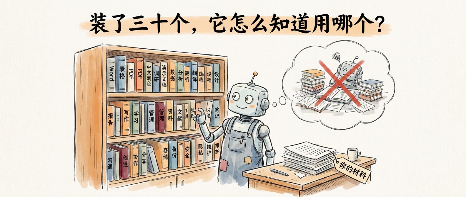 书架上三十本手册，机器人只看书脊