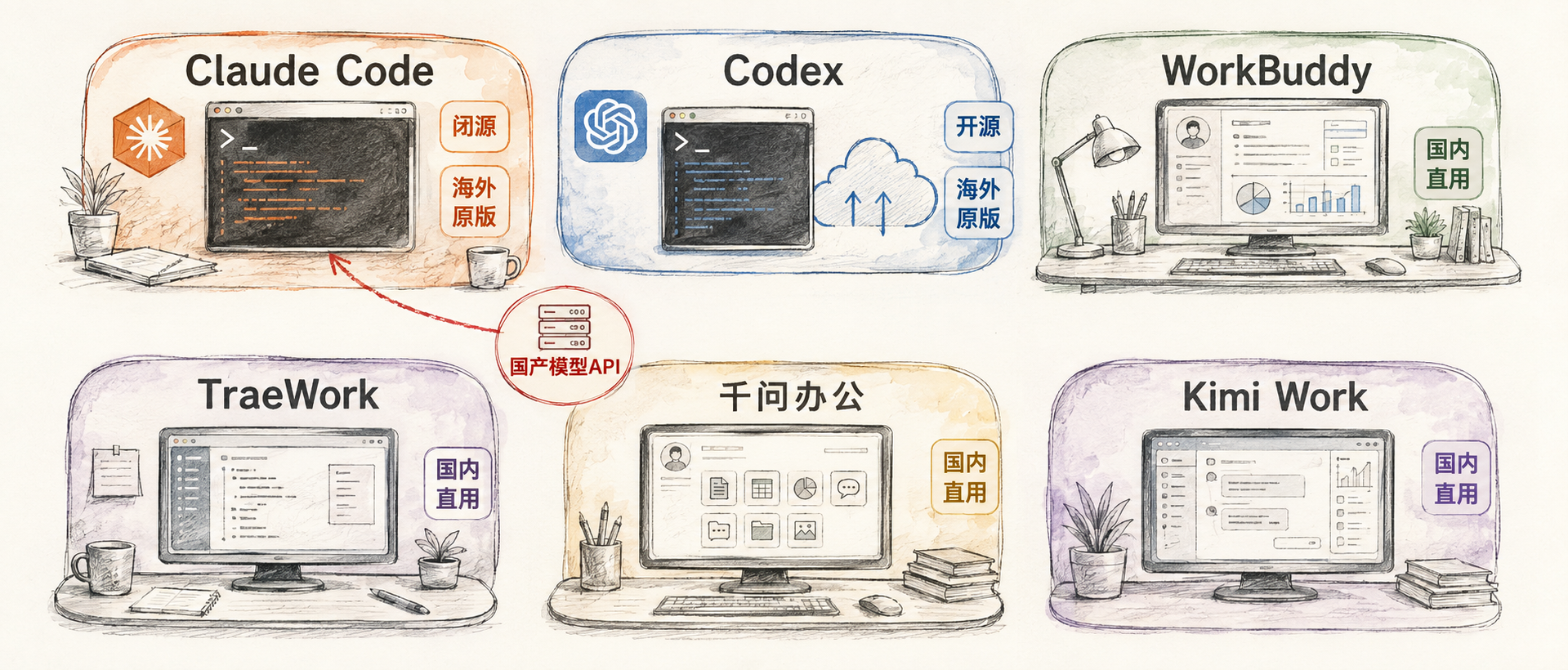 中外智能体工具对比的信息图