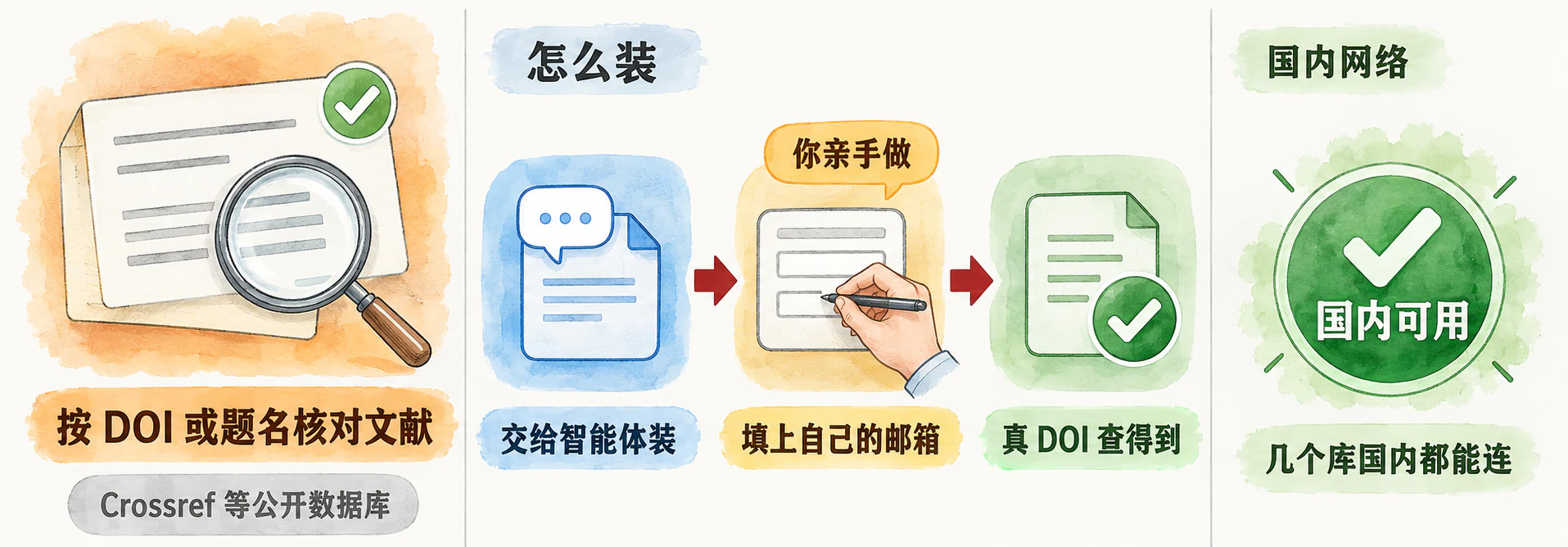 文献核验接口：它替你做什么、三步安装、国内网络情况